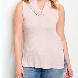 Women’s Plus Size cowl neck sweater. Pink.